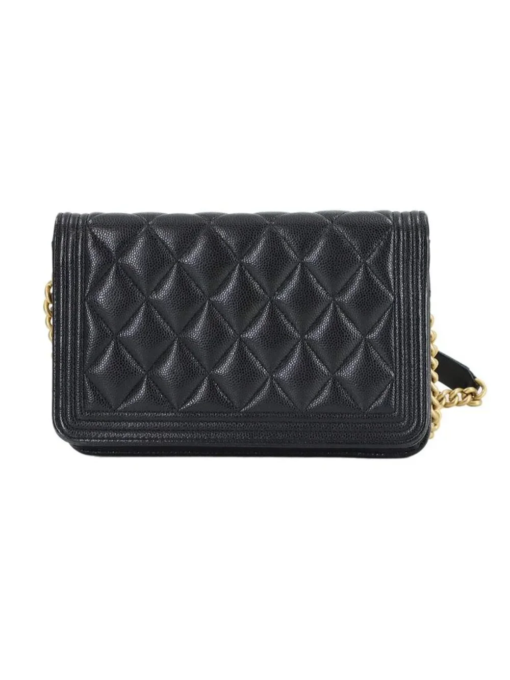 ★SOLD★ Chanel Chain Wallet Caviar Leather Black Gold - Picture 2 of 10